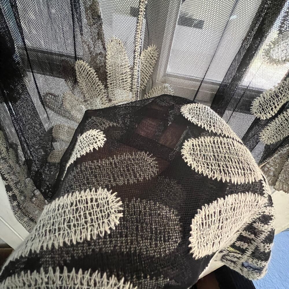 Indigo Thread Co Black Mesh Lace Kimono Cover Up One Size - Picture 9 of 15